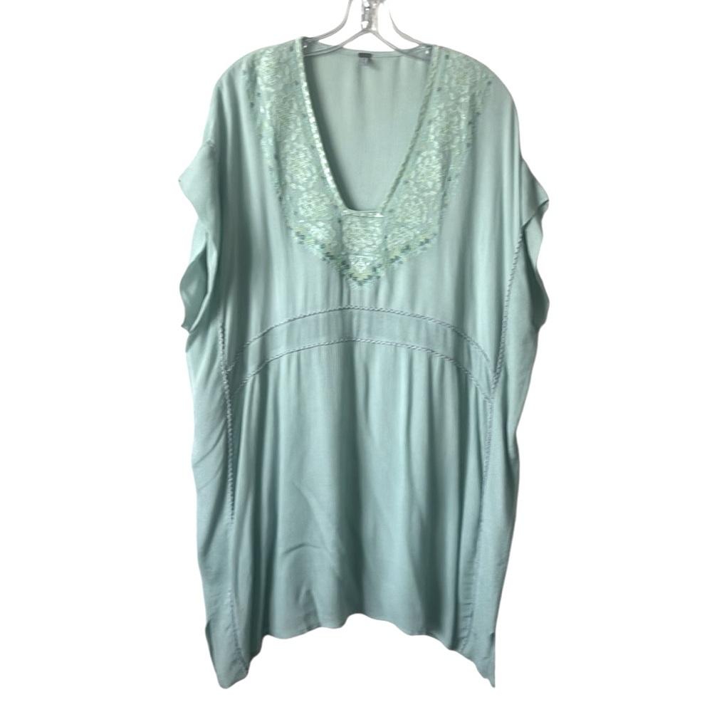 Anthropologie Blank London Sage Green Embroidered Kimono Tunic Caftan One Size